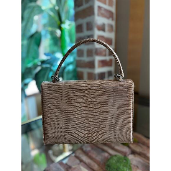 GUCCI Beige Vintage Lizard Embossed Satchel - Picture 3 of 13
